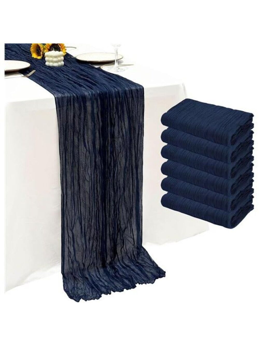 navy blue cheesecloth table runner 10ft gauze fabric wedding party decor 6 pack